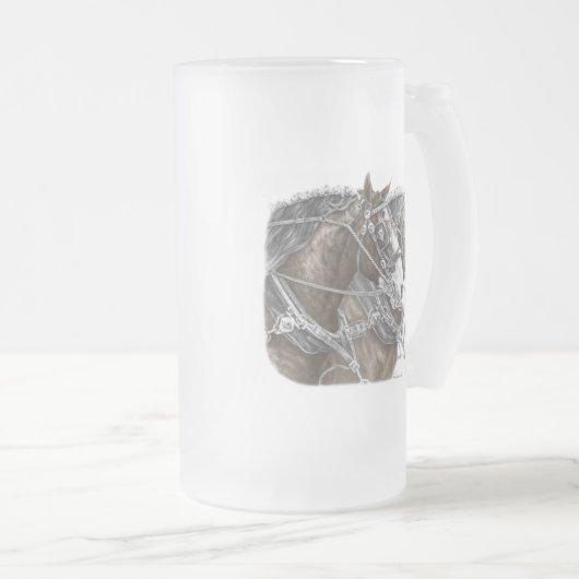 Clydesdale Draft Horse Team Mattglas Bierglas (VorderseiteRechts)