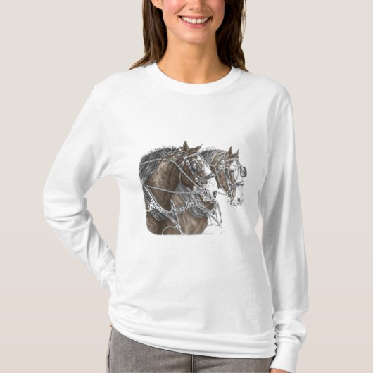 Clydesdale Draft Horse Team T-Shirt (Vorderseite)