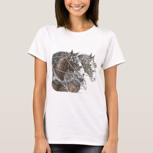 Clydesdale Draft Horse Team T-Shirt (Vorderseite)