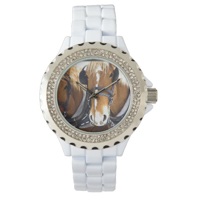 Clydesdale Entwurf Pferde Armbanduhr (Vorderseite)
