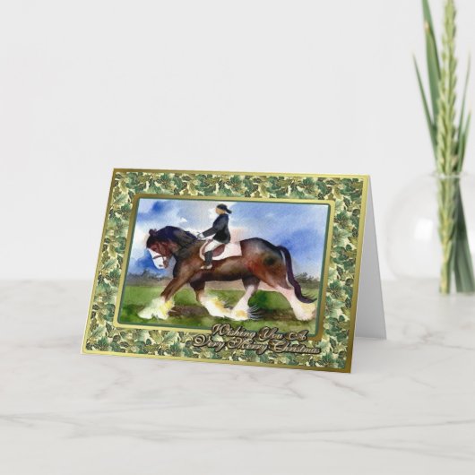 Clydesdale Entwurfs-Pferderaum-Weihnachtskarte Feiertagskarte (Vorderseite)