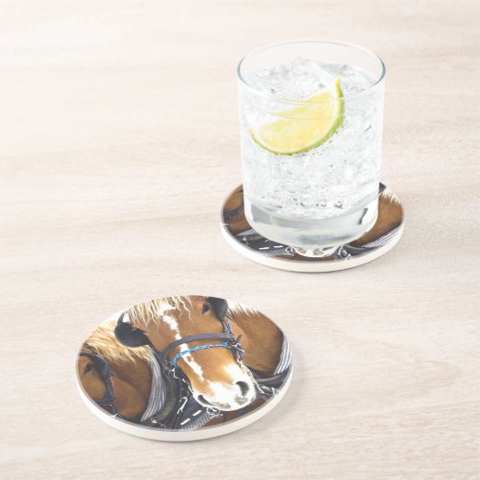 Clydesdale Entwurfs-PferdeUntersetzer Sandstein Untersetzer (Seite)