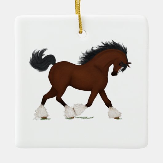 Clydesdale Horse Bay - Pferdewechsel mit Blaze Keramikornament (Vorderseite)