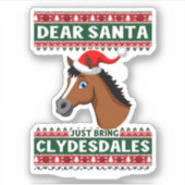 Clydesdale Horse Christmas Ugly Xmas Sweater Eques Aufkleber (Vorderseite)