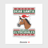 Clydesdale Horse Christmas Ugly Xmas Sweater Eques Aufkleber (Blatt)