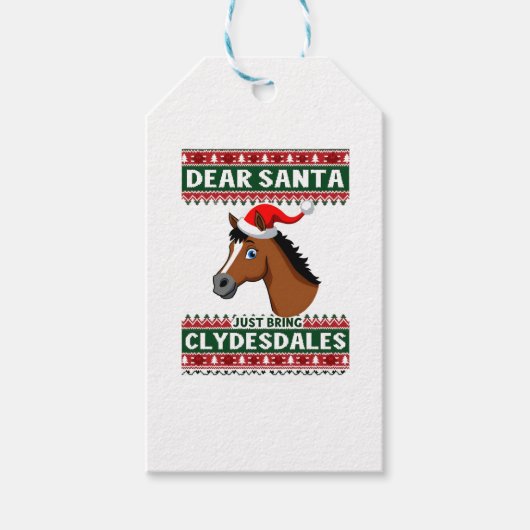 Clydesdale Horse Christmas Ugly Xmas Sweater Eques Geschenkanhänger (Vorderseite)