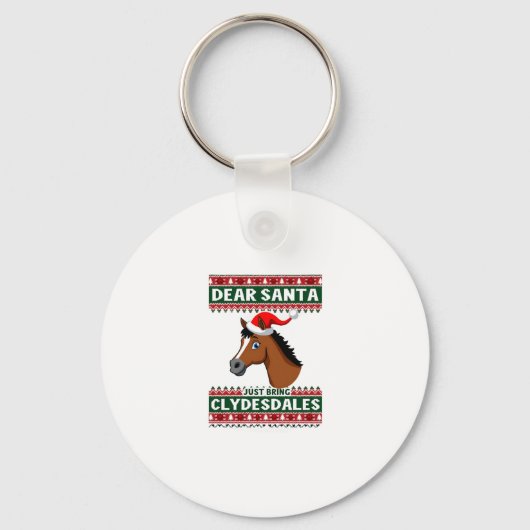 Clydesdale Horse Christmas Ugly Xmas Sweater Eques Schlüsselanhänger (Vorderseite)