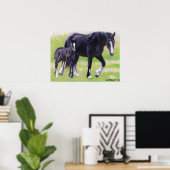 Clydesdale Mare and Foal Horse Portrait Poster (Heimbüro)