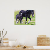 Clydesdale Mare and Foal Horse Portrait Poster (Küche)