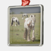 Clydesdale Pferde auf einem Gebiet, Ornament Aus Metall (Links)