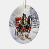 Clydesdale Pferde auf Keramik Weihnachten Keramik Ornament (Rechts)