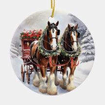 Clydesdale Pferde auf Keramik Weihnachten