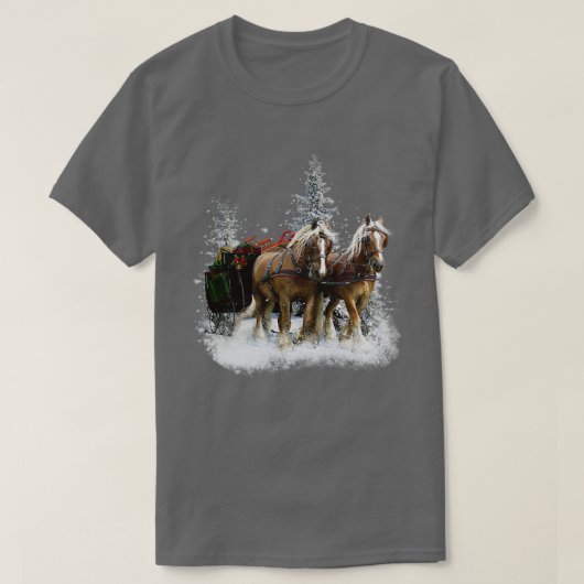 Clydesdale Pferde im Schnee Weihnachten T-Shirt (Design vorne)