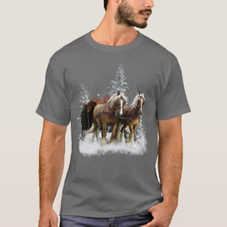 Clydesdale Pferde im Schnee Weihnachten T-Shirt