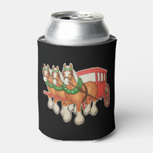 Clydesdale-Pferde Wagen Kranz Weihnachten Xmas Dosenkühler