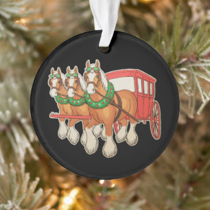 Clydesdale-Pferde Wagen Kranz Weihnachten Xmas Ornament