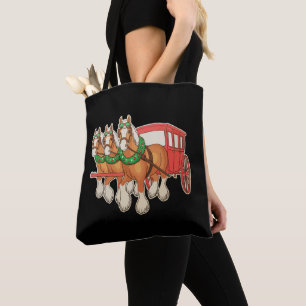 Clydesdale-Pferde Wagen Kranz Weihnachten Xmas Tasche