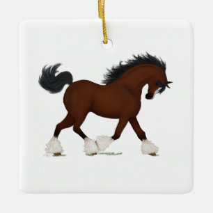 Clydesdale Pferdebucht Pferdewechsel mit Blaze Keramikornament