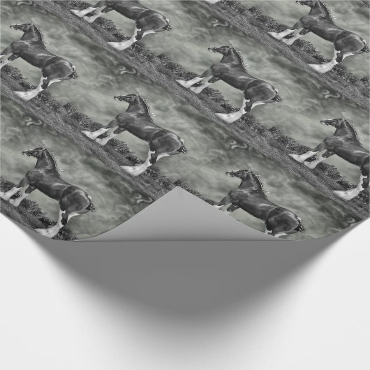 Clydesdale Stallion B&W Geschenkpapier (Ecke)