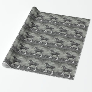 Clydesdale Stallion B&W Geschenkpapier