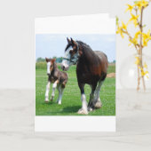Clydesdale und Stutenfohlen Karte (Gelbe Blume)