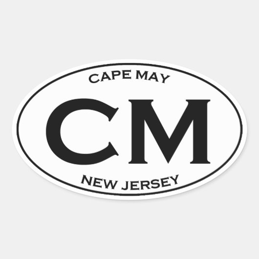 CM - Oval-Logo von CapMay New Jersey Ovaler Aufkleber (Vorderseite)