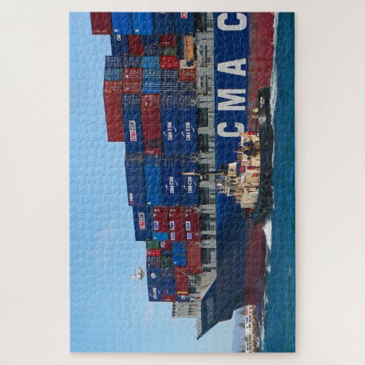 CMA CGM Lavendel Containerschiff und Schlepper Puzzle (Vertikal)