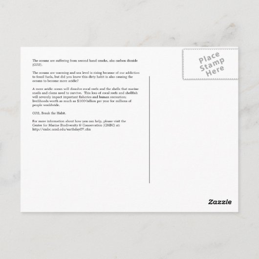 CMBC Ocean Acidification Plans: Ozeane sind leidvo Postkarte (Rückseite)