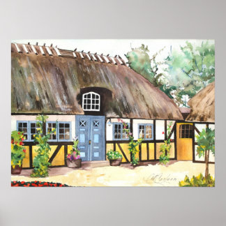 CMCarlson Thatch Roof Irish Hütte Poster