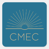 CMEC Stickers - Quadrat, blau mit Pfirsich, 1,5"x1 (Vorderseite)
