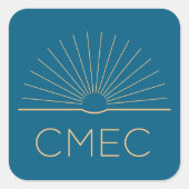 CMEC Stickers - Quadrat, blau mit Pfirsich, 3"x3" (Vorderseite)