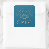 CMEC Stickers - Quadrat, blau mit Pfirsich, 3"x3" (Tasche)