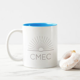 CMEC Zweifarbige Tasse - graues Logo, türkisfarben