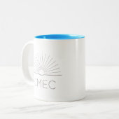 CMEC Zweifarbige Tasse - graues Logo, türkisfarben (Vorderseite Links)