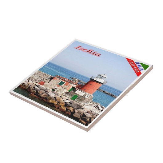 CMP083 ISCHIA, Lighthouse, Italien, Fliese (Seite)
