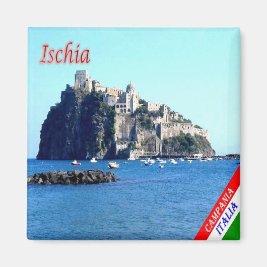 CMP086 ISCHIA, Schloss ARAGONESE, Italien, Kühlsch Magnet (Vorne)