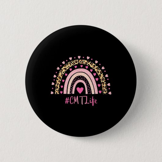 Cmt Nurse Leopard Print Boho Rainbow Nurses Week Button (Vorderseite)