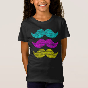 CMY-Farbiges Schnurrbart-Druckmuster T-Shirt