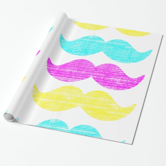 CMY Mustaches Geschenkpapier (Ungerollt)