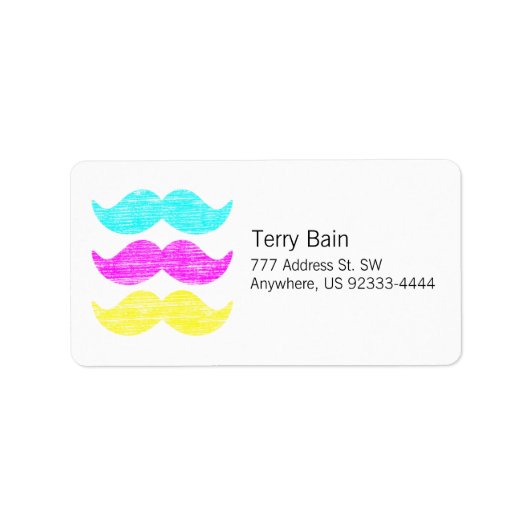 CMY Mustaches (Letterpress style) Adressaufkleber (Vorne)