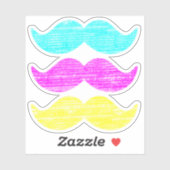 CMY Mustaches (Letterpress style) Aufkleber (Blatt)