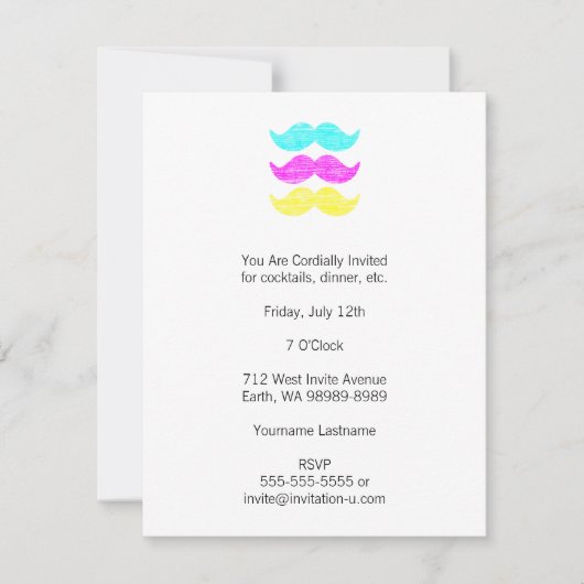 CMY Mustaches (Letterpress style) Einladung (Vorderseite)