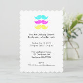 CMY Mustaches (Letterpress style) Einladung (Stehend Vorderseite)