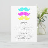 CMY Mustaches (Letterpress style) Einladung (Stehend Vorderseite)