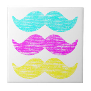 CMY Mustaches (Letterpress style) Fliese