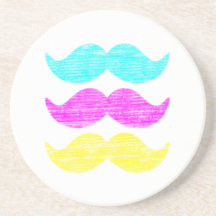 CMY Mustaches (Letterpress style) Getränkeuntersetzer