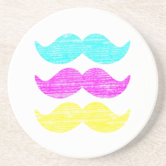 CMY Mustaches (Letterpress style) Getränkeuntersetzer (Vorne)