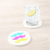 CMY Mustaches (Letterpress style) Getränkeuntersetzer (Seite)