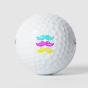 CMY Mustaches (Letterpress style) Golfball