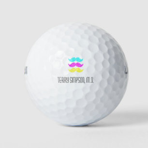 CMY Mustaches (Letterpress style) Golfball